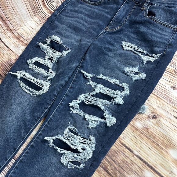 American Eagle HI RISE JEGGING Size 8 X Short Distressed Jeans Denim Pants 28x24 - Picture 6 of 14